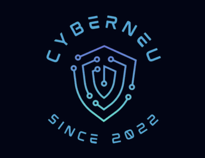 CyberNeu circular emblem: a shield formed from connected circuit nodes, encircled by the words CyberNeu and Since 2022.